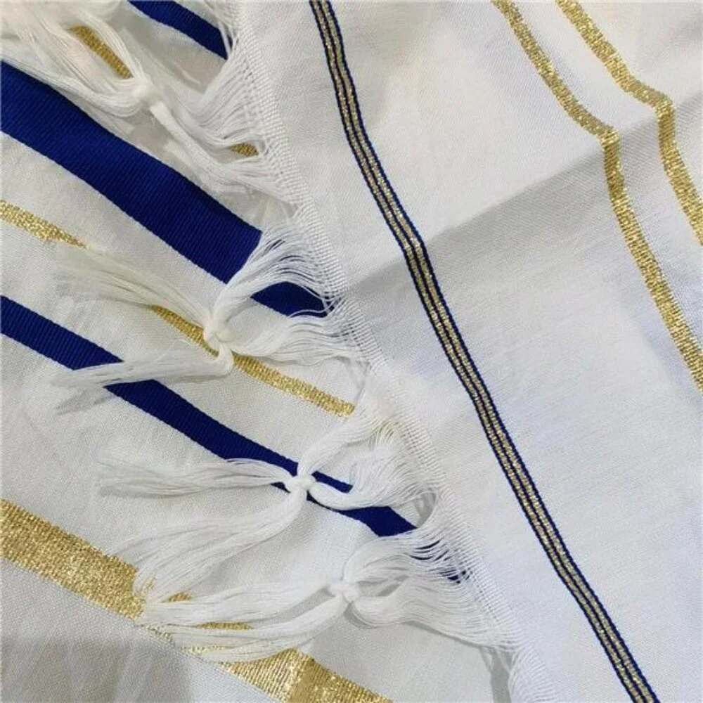 blue men's prayer shawl Christian prayer scarf jewish tzitzit tallit cloth